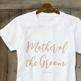 Camiseta Mãe do Noivo Costume de Casamento Bege Branco