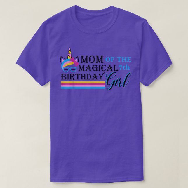 Camiseta Mãe do presente de unicórnio da 7 Magical Birthday (Frente do Design)
