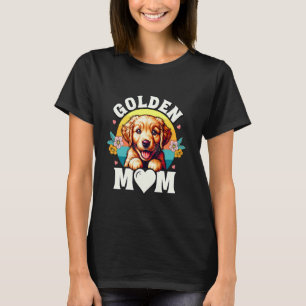 Camiseta Mãe do Retriever Dourado Colorido Retro Pôr do Sol