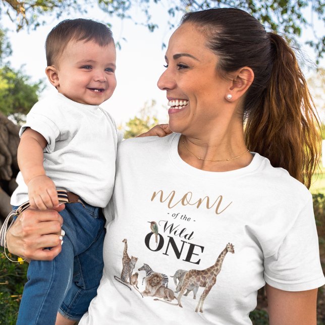 Camiseta Mãe do Safari Selvagem Primeiro Aniversário (Criador carregado)