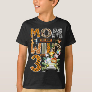 Camiseta Mãe do selvagem três menino de 3 anos de idade ani