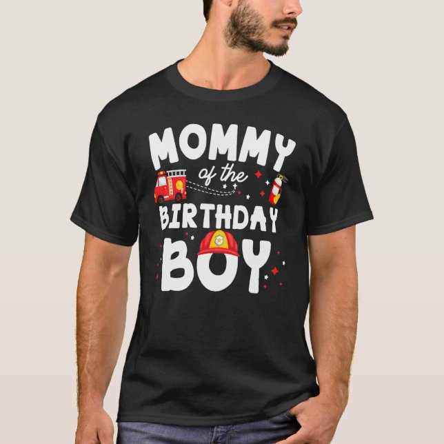 Camiseta Mãe Do Tema Do Bombeiro Aniversário (Frente)