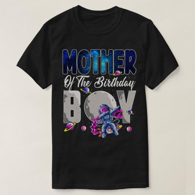 Camiseta Mãe Do Tema Espacial 2 Do Astronauta De Aniversári (Frente do Design)