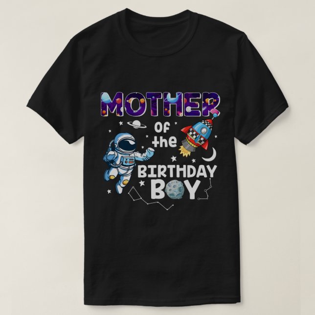 Camiseta Mãe Do Tema Espacial Do Astronauta De Aniversário (Frente do Design)
