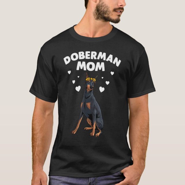 Camiseta Mãe Doberman Fofa Mulheres Meninas Mãe Doberman Pi (Frente)