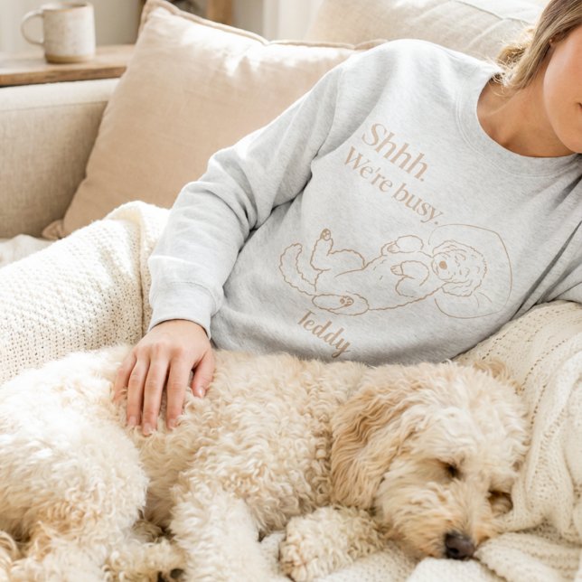 Camiseta Mãe Doodle Personalizada Dormindo com Nome do Cach (Criador carregado)