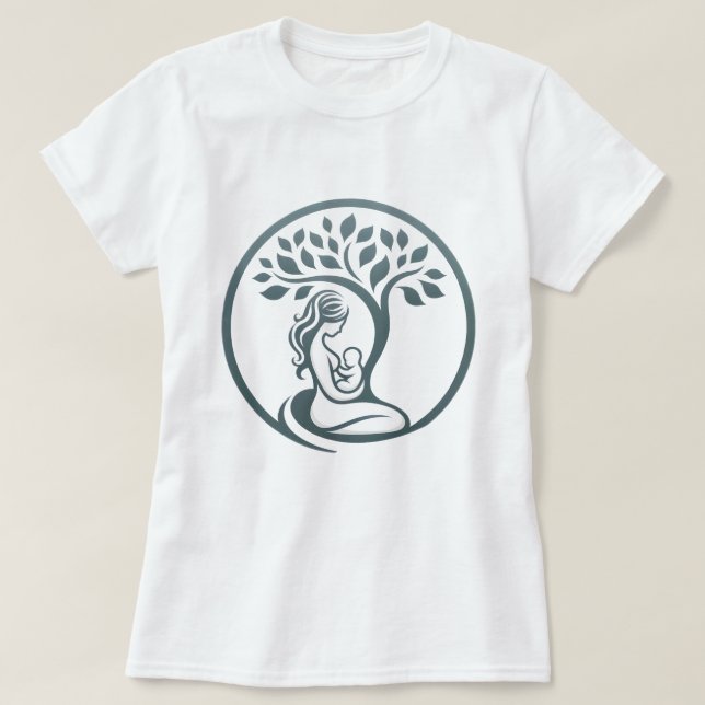 Camiseta Mãe e Árvore Bebê Simples Nascimento Silhueta, Pre (Frente do Design)