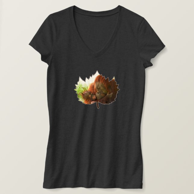 Camiseta Mãe E Bebê De Orangutan (Frente do Design)