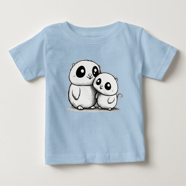 Camiseta Mãe e bebê de Toupeira fofos (Frente)