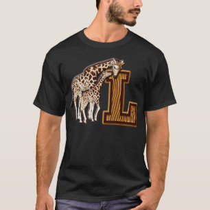 Camiseta Mãe e Bebê Girafa Monograma L