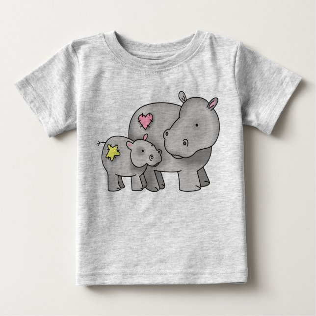Camiseta Mãe e Bebê Hippo (Frente)