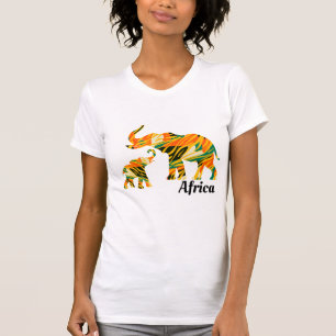 Camiseta Mãe e Elefante para Bebês  Padrão Africano