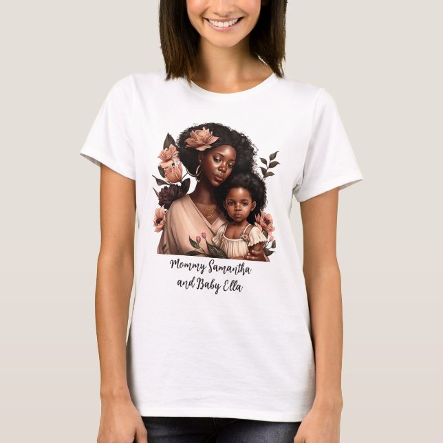 Camiseta Mãe e filha negras personalizadas (21) (Frente)