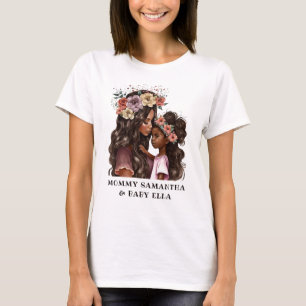 Camiseta Mãe e Filha Pretas de Aquarela (4)