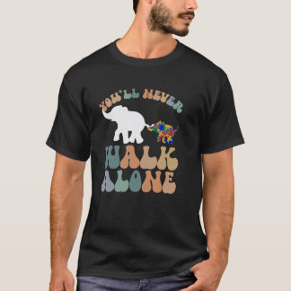 Camiseta Mãe Elefante Autismo Apoio Sozinho Quebra-Cabeça V