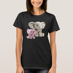 Camiseta Mãe elefante e seu bebê elefante rosa.