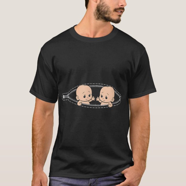 Camiseta Mãe Engraçada Do Anúncio De Gravidez Gêmea (Frente)