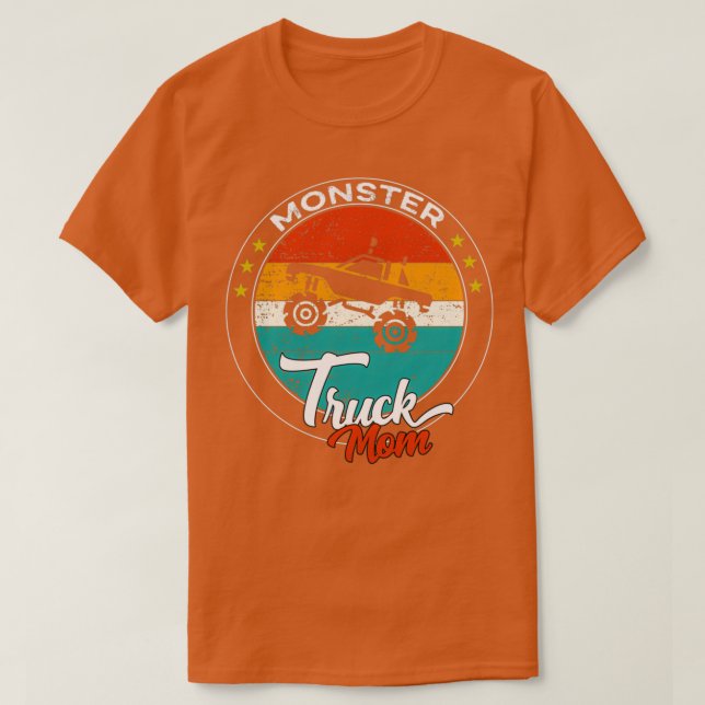 Camiseta mãe engraçada do dia x27s Monster Truck Mãe Retro  (Frente do Design)