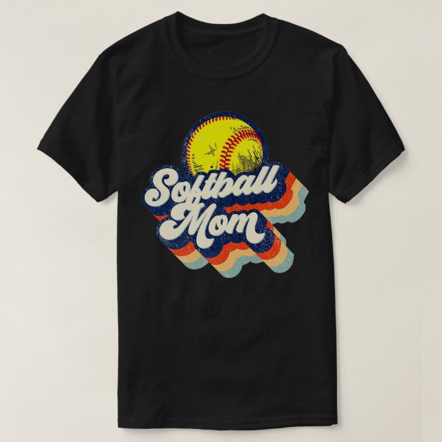 Camiseta Mãe Engraçada Mamãe De Baseball Mãe Ret (Frente do Design)