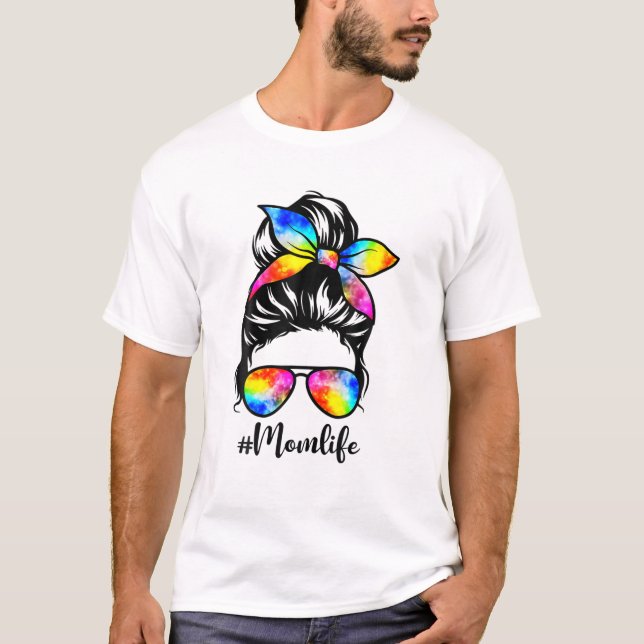 Camiseta Mãe Engraçada Vida Cabelo Maluco Tie Dye Mulheres  (Frente)