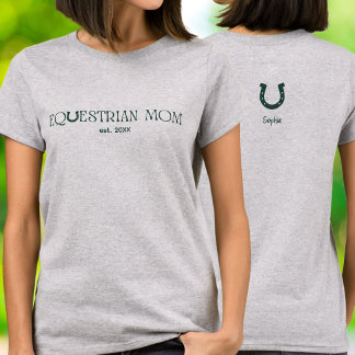 Camiseta Mãe Equestre Vintage Nome de Ferradura de Cavalo n