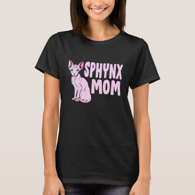 Camiseta Mãe Esfinge Amante de Gatos Sphynx Sem Pelo (Frente)