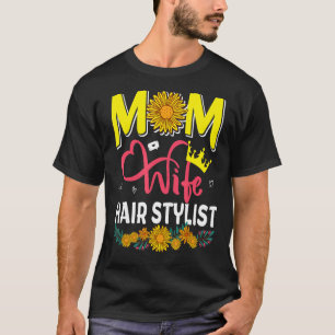 Camiseta Mãe Esposa Cabelo Estilista Floral Floral Girassol