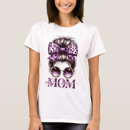 Camiseta Mãe Esposa Chefe de Cabelo Desgrenhado Roxo