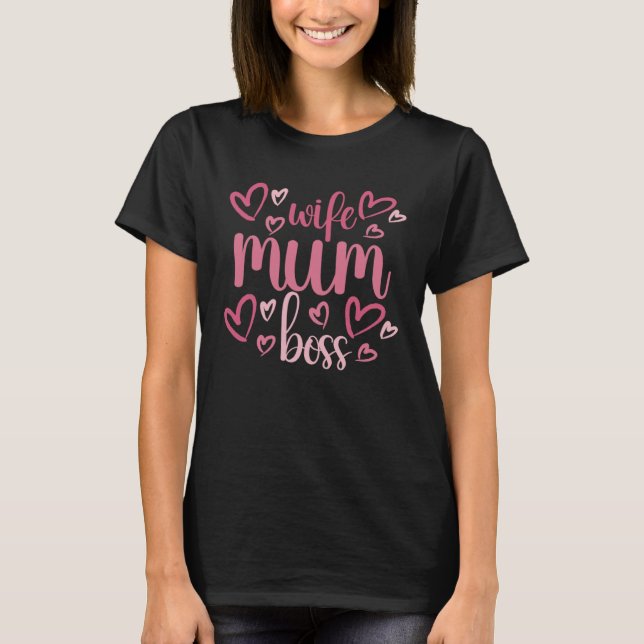 Camiseta Mãe Esposa Chefe Fofo Dia das Mães Presentes Mãe B (Frente)