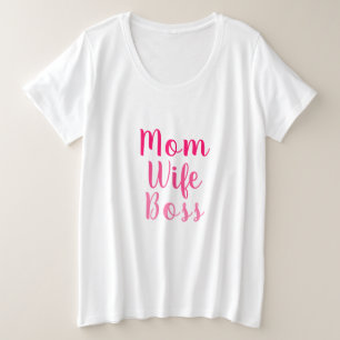 Camiseta Mãe esposa chefe na moda de script personalizado 