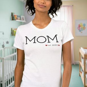 Camiseta Mãe Estabeleceu Dois Corações Mínimos Pretos