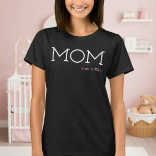 Camiseta Mãe Estabeleceu Dois Corações Mínimos Pretos