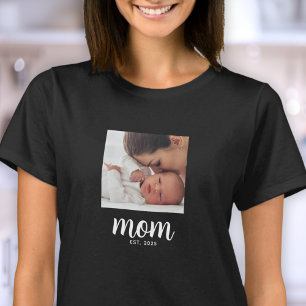 Camiseta Mãe Estabeleceu Foto Dia das Mães