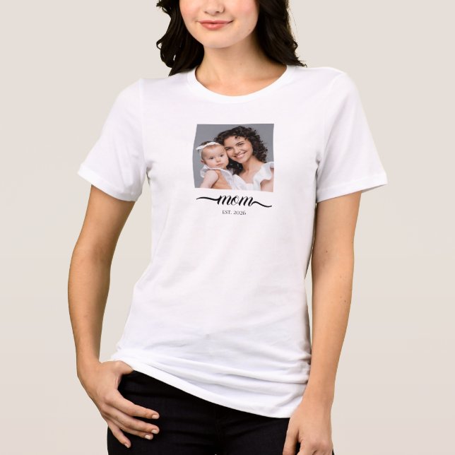 Camiseta Mãe Estabeleceu Moderno Script Preto Foto Elegante (Frente)