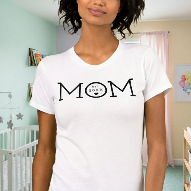 Camiseta Mãe Estabeleceu o Coração Mínimo Preto (Criador carregado)