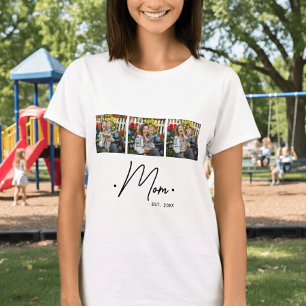 Camiseta Mãe Estabeleceu Roteiro 3 Foto Branco