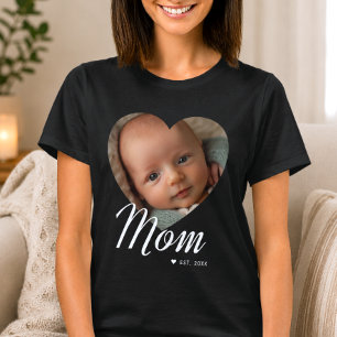 Camiseta Mãe Estabeleceu Roteiro Coração Foto Preta