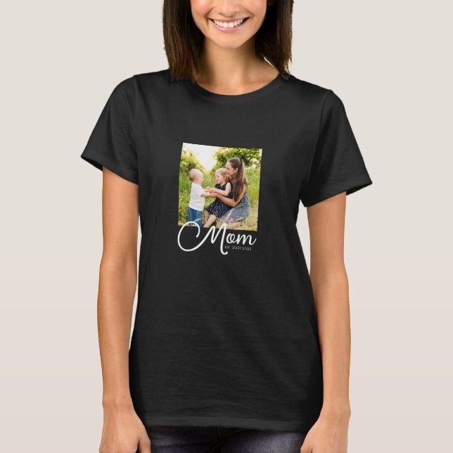Camiseta Mãe Estabeleceu Roteiro Foto Preta  (Frente)
