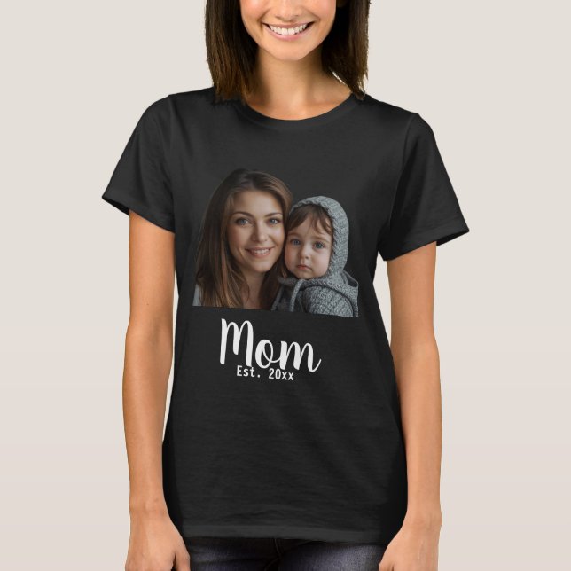 Camiseta Mãe Estabeleceu Script Moderno Negro (Frente)
