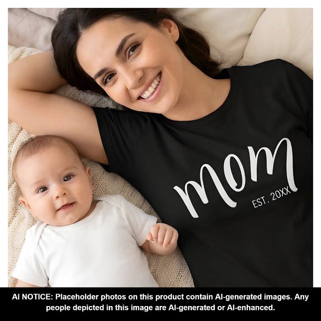 Camiseta Mãe Estabelecida Ano Novo Personalizado Script Mam (Criador carregado)