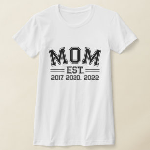 Camiseta Mãe Estabelecida Anos Letras Bloco Personalizado