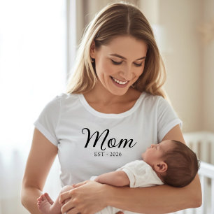 Camiseta Mãe Estabelecida em Script Preto