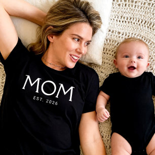 Camiseta Mãe Estabelecida Novo Presente para a Mãe