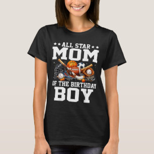 Camiseta Mãe Estrela do Menino de Aniversário Basquete Fute
