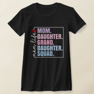 Camiseta Mãe Filha, Dia de as mães de esquadrão da neta