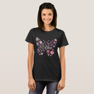 Camiseta Mãe Flor Rosa e Roxa Fofa
