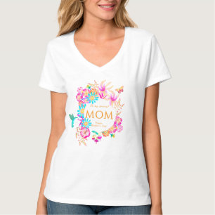 Camiseta Mãe Floral em Flor Branco