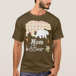 Camiseta Mãe Floral Urso Floral Mamãe Familiar Bonito Avó M