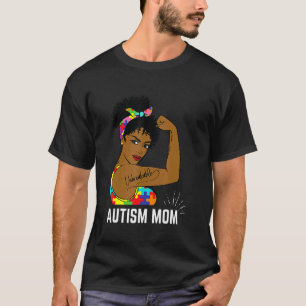 Camiseta Mãe Forte Conscientização do Autismo Afro Mãe Mulh