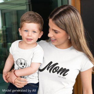 Camiseta Mãe Fundada. Rascunho Preto Personalizado